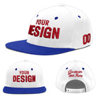 Custom White Royal Blue 3D Puff Embroidery Flat Embroidery Casual Sport Baseball Cap