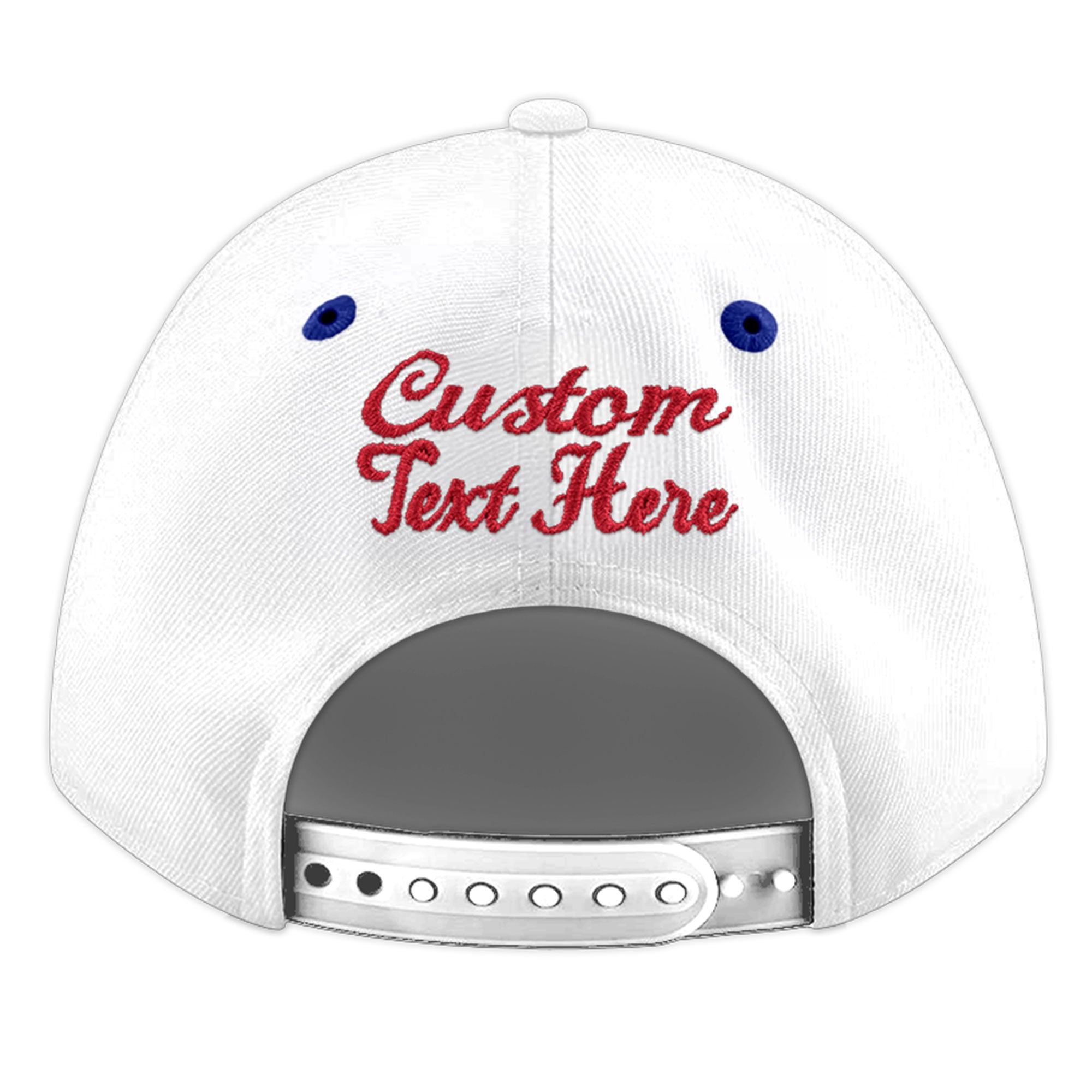Custom White Royal Blue 3D Puff Embroidery Flat Embroidery Casual Sport Baseball Cap