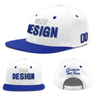 Custom White Royal Blue 3D Puff Embroidery Flat Embroidery Casual Sport Baseball Cap