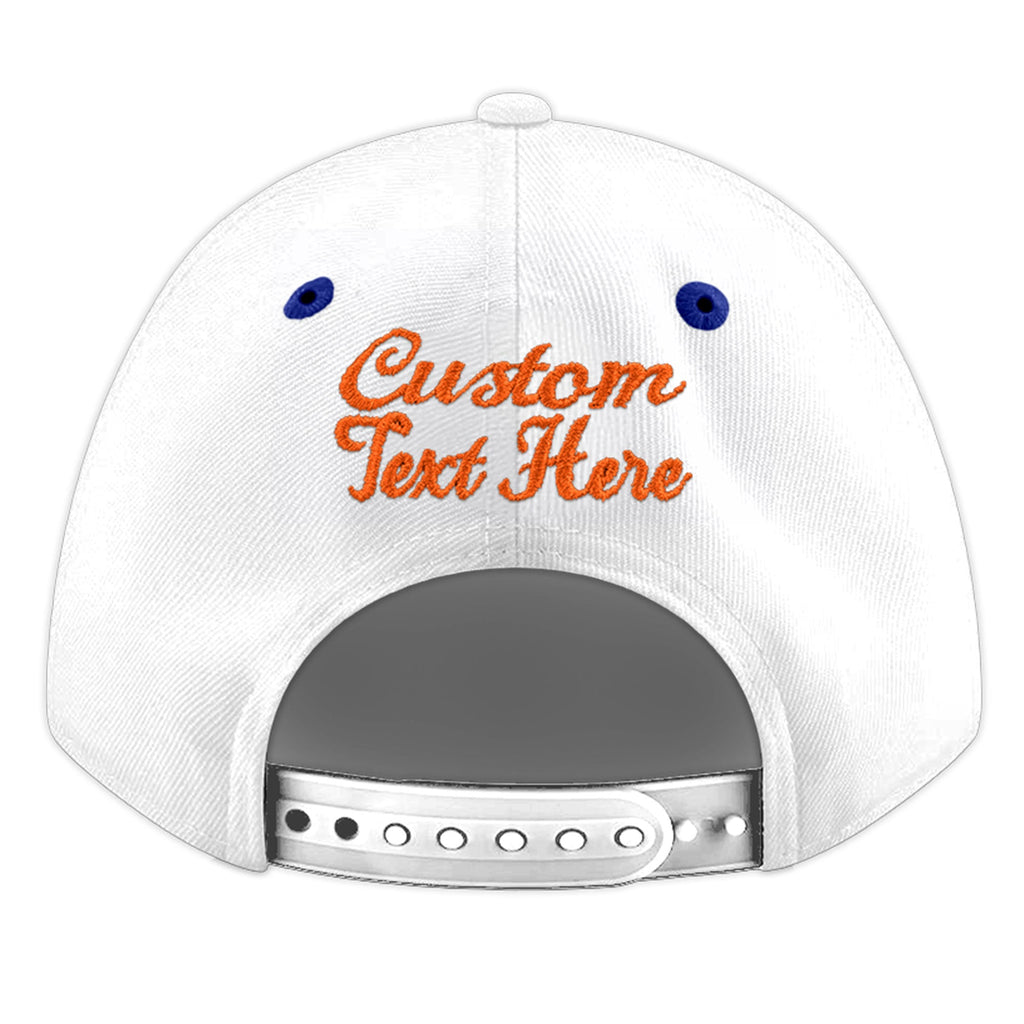 Custom White Royal Blue 3D Puff Embroidery Flat Embroidery Casual Sport Baseball Cap