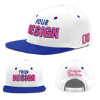 Custom White Royal Blue 3D Puff Embroidery Flat Embroidery Casual Sport Baseball Cap