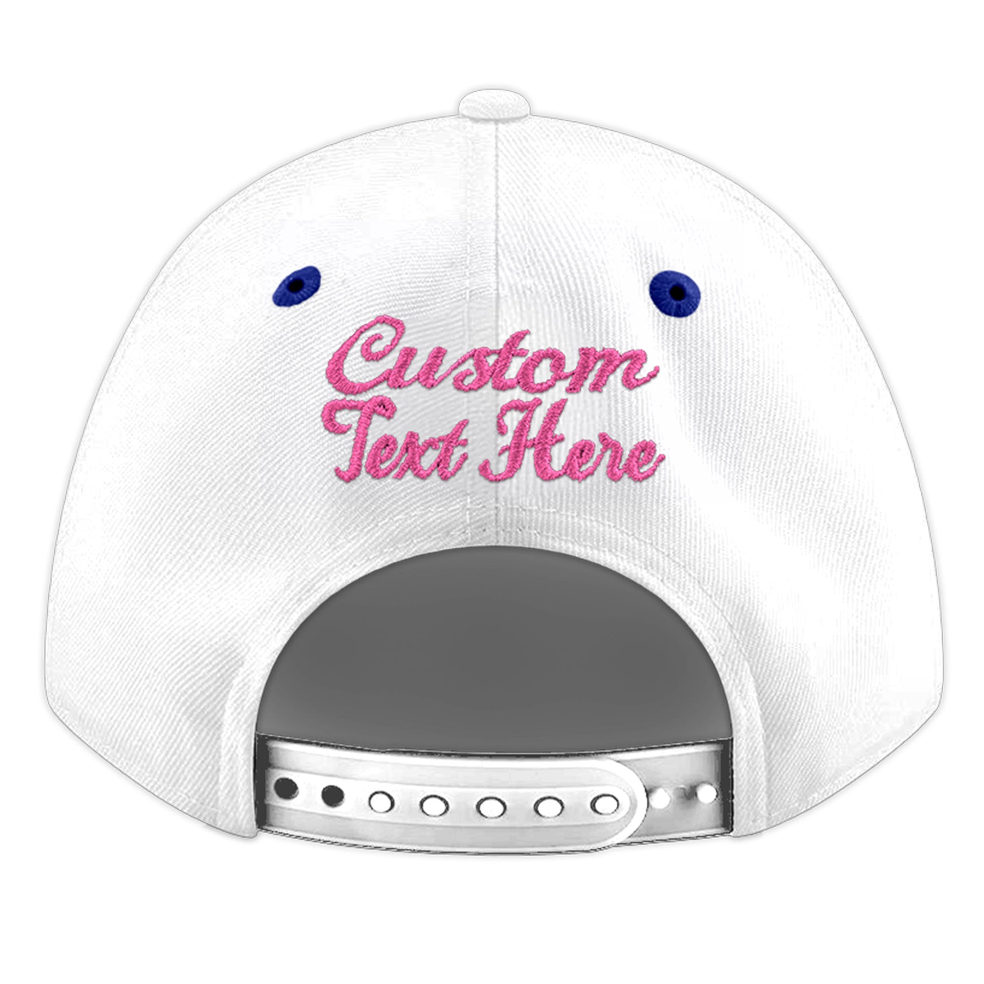 Custom White Royal Blue 3D Puff Embroidery Flat Embroidery Casual Sport Baseball Cap