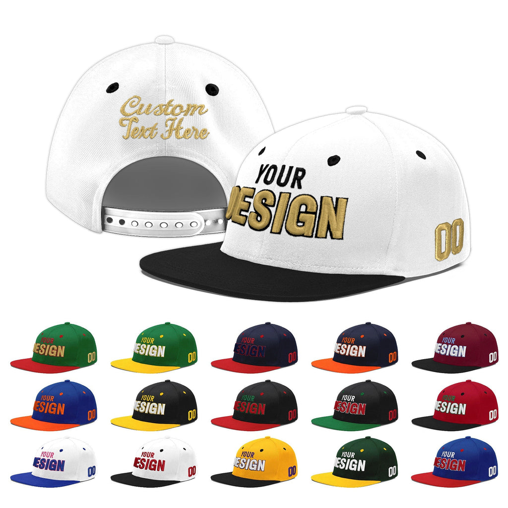 Custom White Black 3D Puff Embroidery Flat Embroidery Casual Sport Baseball Cap