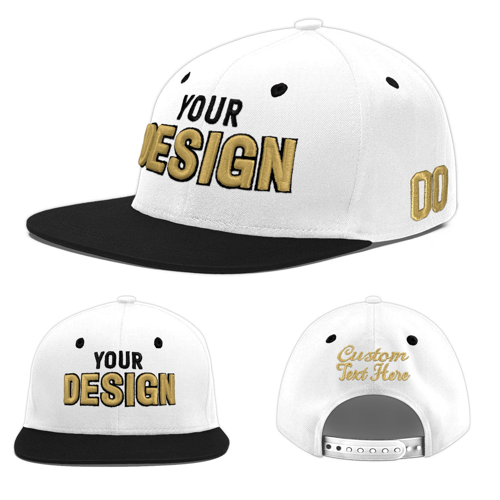 Custom White Black 3D Puff Embroidery Flat Embroidery Casual Sport Baseball Cap