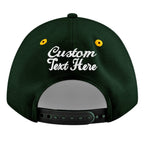 Custom Green Gold 3D Puff Embroidery Flat Embroidery Casual Sport Baseball Cap