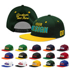 Custom Green Gold 3D Puff Embroidery Flat Embroidery Casual Sport Baseball Cap