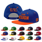 Custom Royal Blue Orange 3D Puff Embroidery Flat Embroidery Casual Sport Baseball Cap