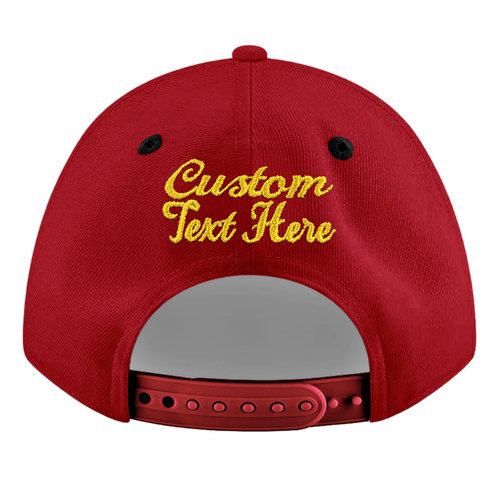Custom Red Black 3D Puff Embroidery Flat Embroidery Casual Sport Baseball Cap