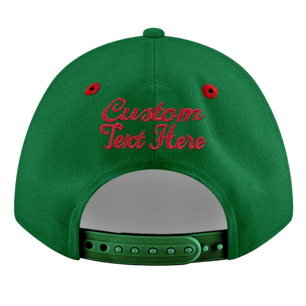 Custom Kelly Green Red 3D Puff Embroidery Flat Embroidery Casual Sport Baseball Cap