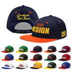 Custom Navy Navy Orange 3D Puff Embroidery Flat Embroidery Casual Sport Baseball Cap