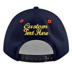 Custom Navy Navy Orange 3D Puff Embroidery Flat Embroidery Casual Sport Baseball Cap
