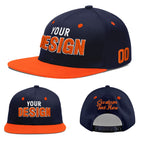 Custom Navy Navy Orange 3D Puff Embroidery Flat Embroidery Casual Sport Baseball Cap