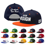 Custom Navy Navy Orange 3D Puff Embroidery Flat Embroidery Casual Sport Baseball Cap
