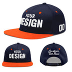 Custom Navy Navy Orange 3D Puff Embroidery Flat Embroidery Casual Sport Baseball Cap