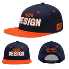 Custom Navy Navy Orange 3D Puff Embroidery Flat Embroidery Casual Sport Baseball Cap