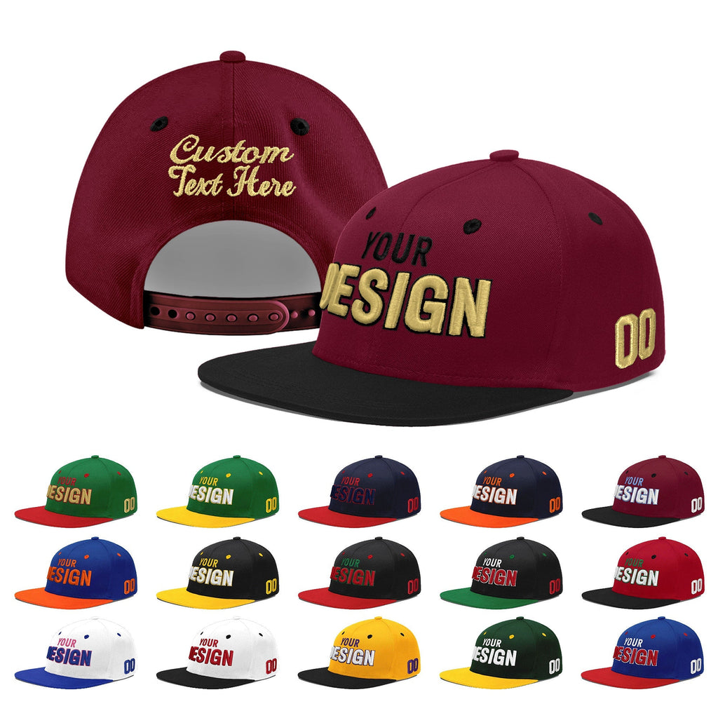 Custom Crimson Black White Orange 3D Puff Embroidery Flat Embroidery Casual Sport Baseball Cap