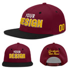 Custom Crimson Black 3D Puff Embroidery Flat Embroidery Casual Sport Baseball Cap