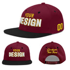 Custom Crimson Black 3D Puff Embroidery Flat Embroidery Casual Sport Baseball Cap