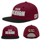 Custom Crimson Black 3D Puff Embroidery Flat Embroidery Casual Sport Baseball Cap