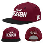 Custom Crimson Black 3D Puff Embroidery Flat Embroidery Casual Sport Baseball Cap