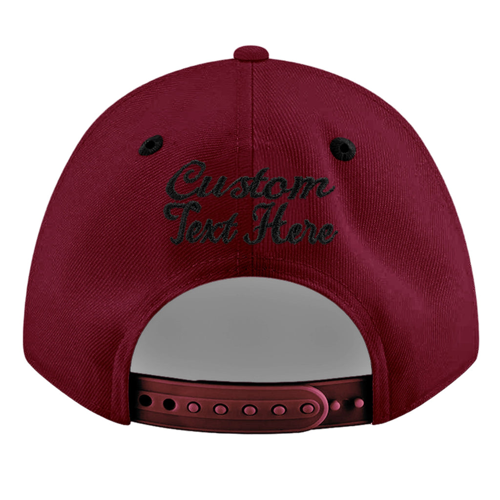 Custom Crimson Black 3D Puff Embroidery Flat Embroidery Casual Sport Baseball Cap