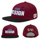 Custom Crimson Black 3D Puff Embroidery Flat Embroidery Casual Sport Baseball Cap
