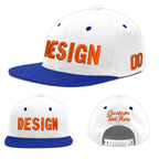 Custom White Royal Blue 3D Puff Embroidery Flat Embroidery Casual Sport Baseball Cap