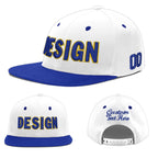 Custom White Royal Blue 3D Puff Embroidery Flat Embroidery Casual Sport Baseball Cap