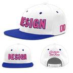 Custom White Royal Blue 3D Puff Embroidery Flat Embroidery Casual Sport Baseball Cap