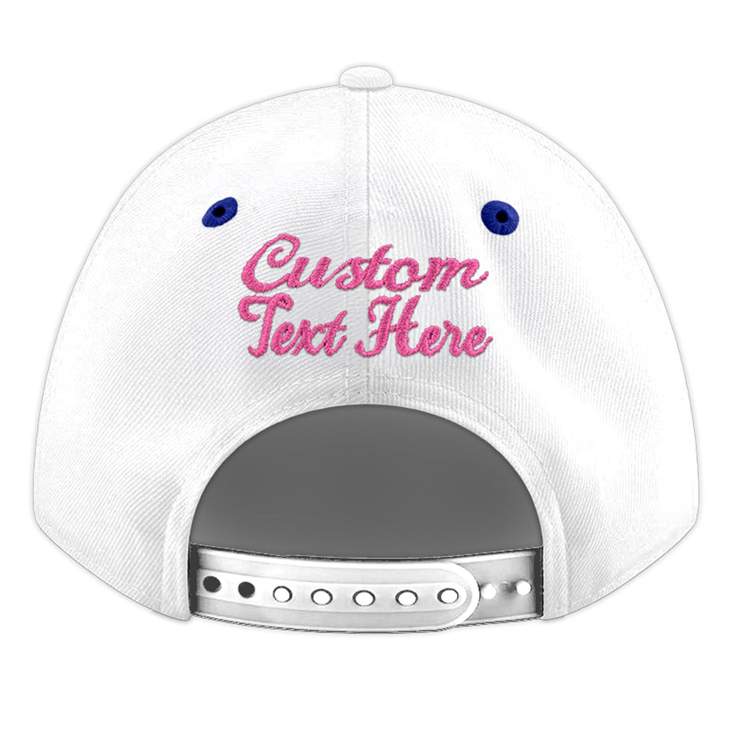 Custom White Royal Blue 3D Puff Embroidery Flat Embroidery Casual Sport Baseball Cap