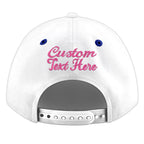 Custom White Royal Blue 3D Puff Embroidery Flat Embroidery Casual Sport Baseball Cap