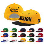 Custom Gold Black 3D Puff Embroidery Flat Embroidery Casual Sport Baseball Cap