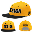 Custom Gold Black 3D Puff Embroidery Flat Embroidery Casual Sport Baseball Cap