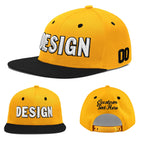 Custom Gold Black 3D Puff Embroidery Flat Embroidery Casual Sport Baseball Cap