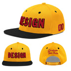 Custom Gold Black 3D Puff Embroidery Flat Embroidery Casual Sport Baseball Cap