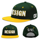 Custom Green Gold 3D Puff Embroidery Flat Embroidery Casual Sport Baseball Cap