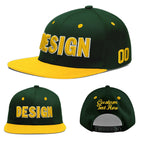 Custom Green Gold 3D Puff Embroidery Flat Embroidery Casual Sport Baseball Cap
