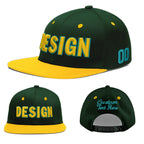 Custom Green Gold 3D Puff Embroidery Flat Embroidery Casual Sport Baseball Cap