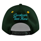 Custom Green Gold 3D Puff Embroidery Flat Embroidery Casual Sport Baseball Cap