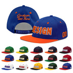 Custom Royal Blue Orange 3D Puff Embroidery Flat Embroidery Casual Sport Baseball Cap