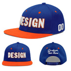 Custom Royal Blue Orange 3D Puff Embroidery Flat Embroidery Casual Sport Baseball Cap