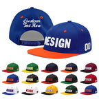 Custom Royal Blue Orange 3D Puff Embroidery Flat Embroidery Casual Sport Baseball Cap