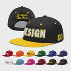 Custom Black Gold 3D Puff Embroidery Flat Embroidery Casual Sport Baseball Cap