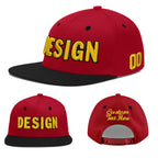 Custom Red Black 3D Puff Embroidery Flat Embroidery Casual Sport Baseball Cap
