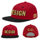 Custom Red Black 3D Puff Embroidery Flat Embroidery Casual Sport Baseball Cap