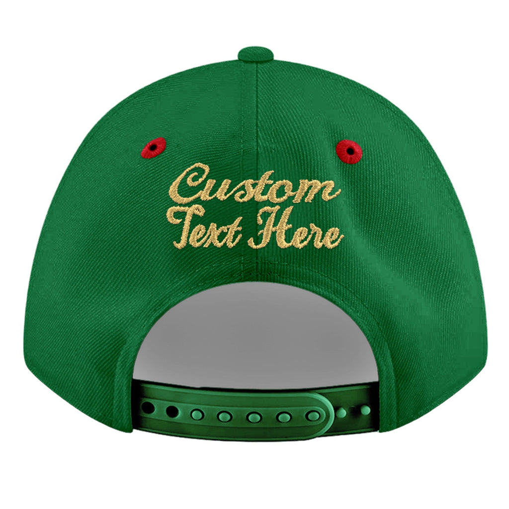 Custom Kelly Green Red 3D Puff Embroidery Flat Embroidery Casual Sport Baseball Cap