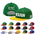 Custom Kelly Green Gold 3D Puff Embroidery Flat Embroidery Casual Sport Baseball Cap