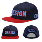 Custom Navy Red 3D Puff Embroidery Flat Embroidery Casual Sport Baseball Cap