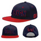 Custom Navy Red 3D Puff Embroidery Flat Embroidery Casual Sport Baseball Cap