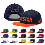 Custom Navy Navy Orange 3D Puff Embroidery Flat Embroidery Casual Sport Baseball Cap